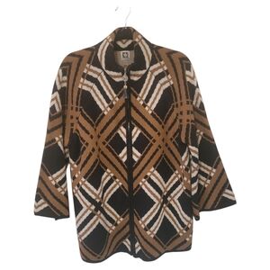 Anne Klein Bright Serpia Zip Front 3/4 Sleeve Sweater